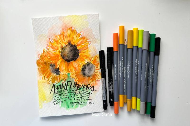 Sunflower Drawing With Color